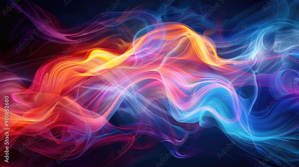 Poster fluid dynamics with colorful motion trails