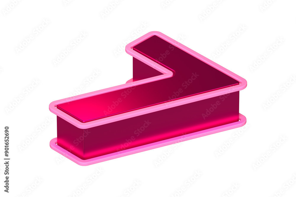 Poster isometric 3d number 7 in shiny pink. top view 3d rendering font suitable for poster, web, advertisin