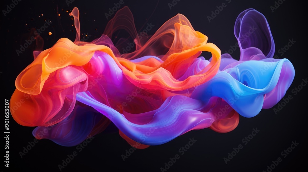 Poster fluid dynamics with colorful motion trails