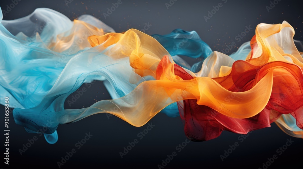 Poster fluid dynamics with colorful motion trails
