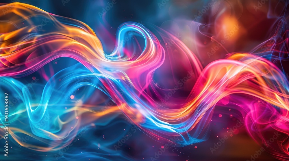 Poster fluid dynamics with colorful motion trails