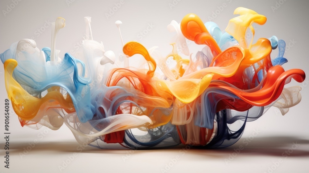 Poster fluid dynamics with colorful motion trails