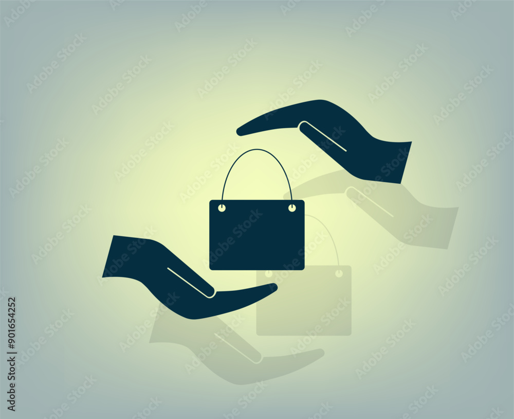 Poster vector icon with shadow on gray background with gradient.