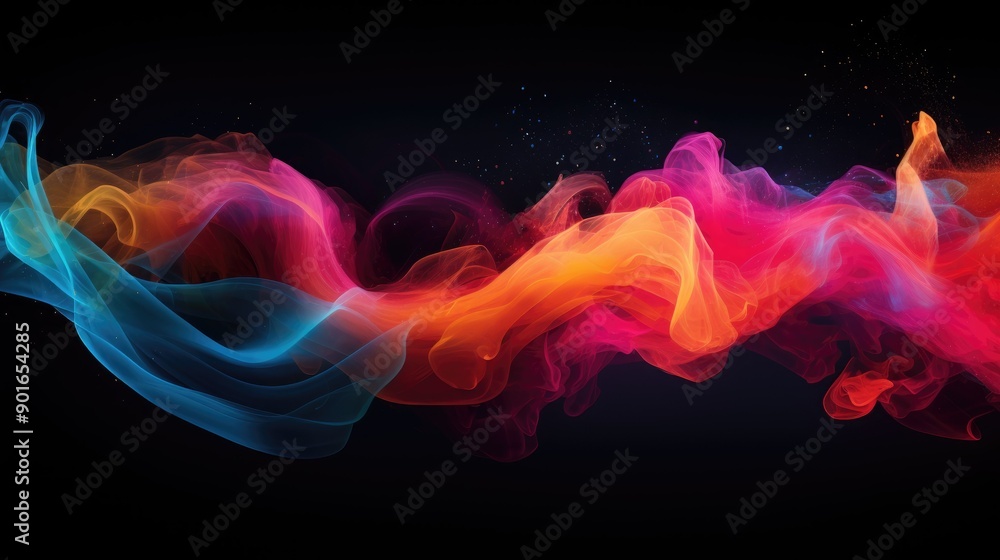 Poster fluid dynamics with colorful motion trails