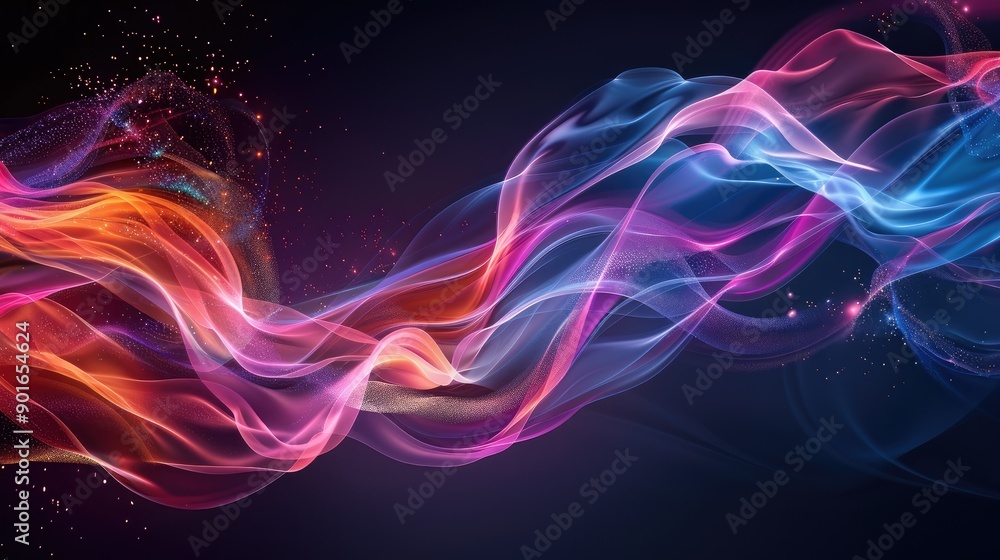 Poster fluid dynamics with colorful motion trails