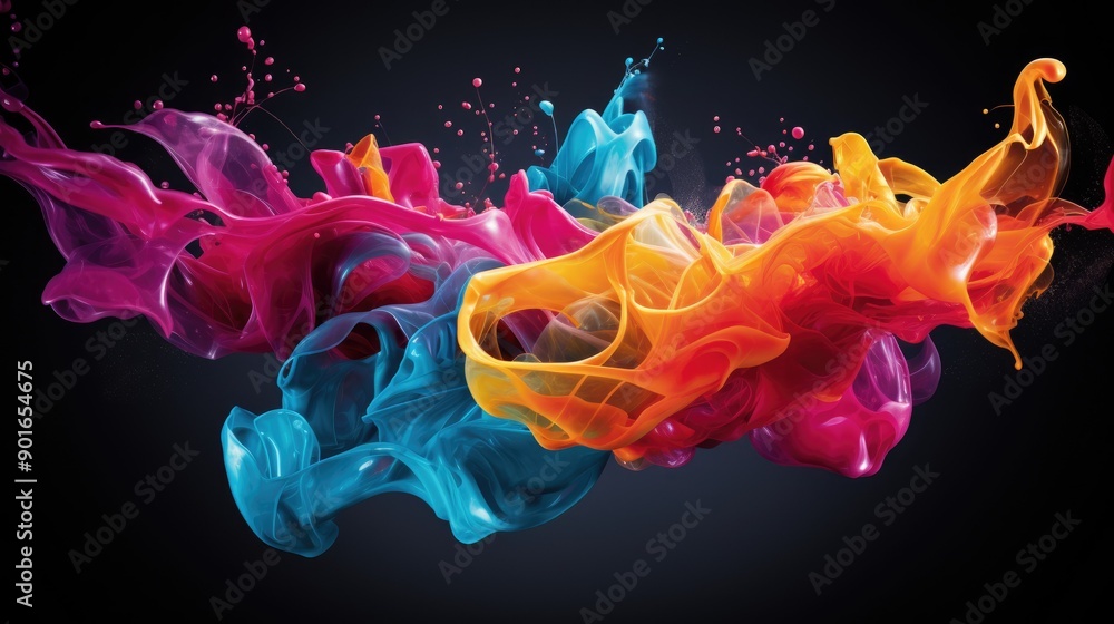 Poster fluid dynamics with colorful motion trails