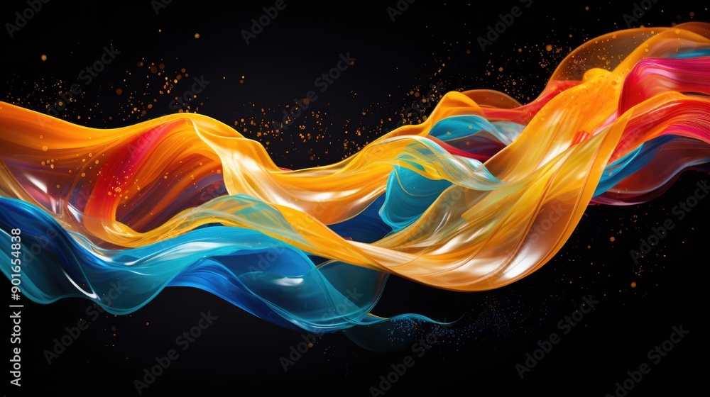 Poster fluid dynamics with colorful motion trails