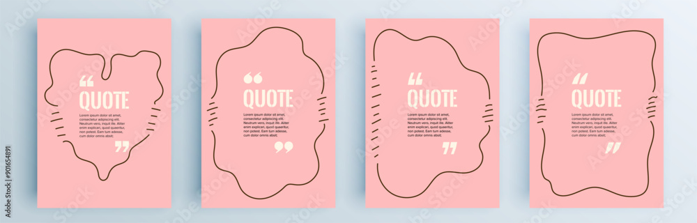 Poster quote frames blank templates set. text in brackets, citation empty speech bubbles, quote bubbles. te