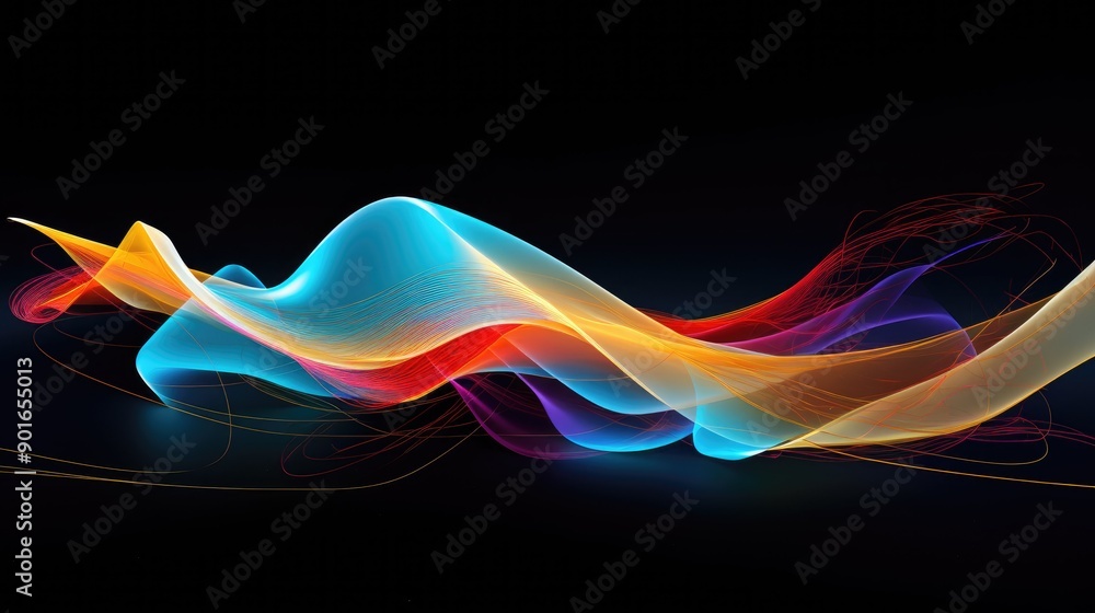 Poster fluid dynamics with colorful motion trails