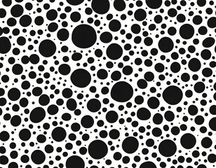 Fototapeta premium Classic polka dot harmony Seamless vector pattern, small black circles on a white backdrop.