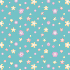 Colorful flowers on a blue background.