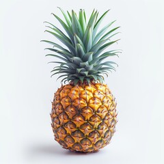 Fototapeta premium Single Ripe Pineapple Isolated On White Background