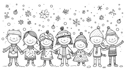 New Year and Christmas card, graphic advertising backgrounds in a doodle 2D illustrator style