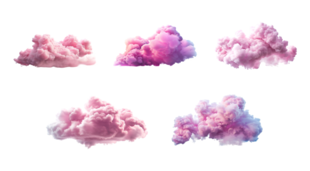 set of pink clouds on transparent background
