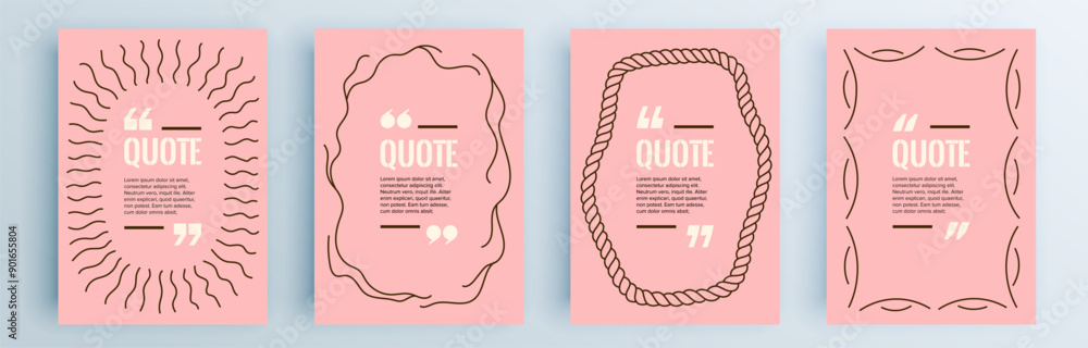 Poster quote frames blank templates set. text in brackets, citation empty speech bubbles, quote bubbles. te