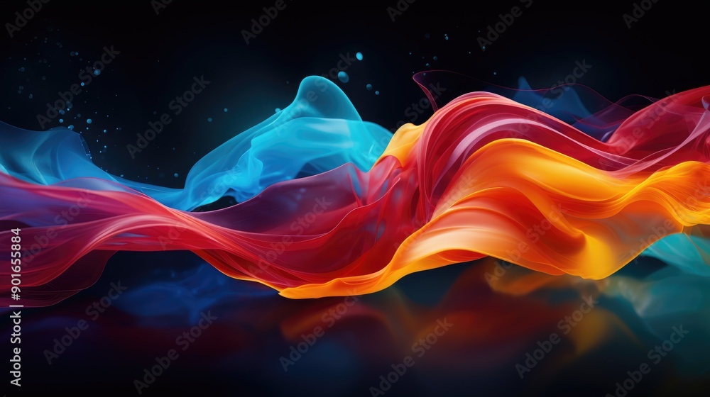 Wall mural Fluid dynamics with colorful motion trails