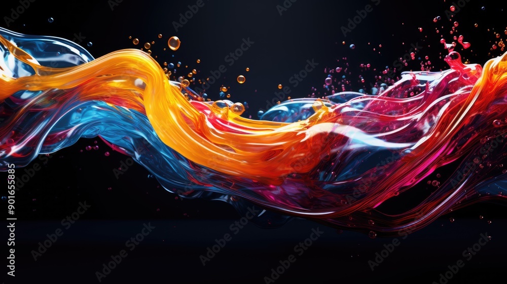 Poster fluid dynamics with colorful motion trails