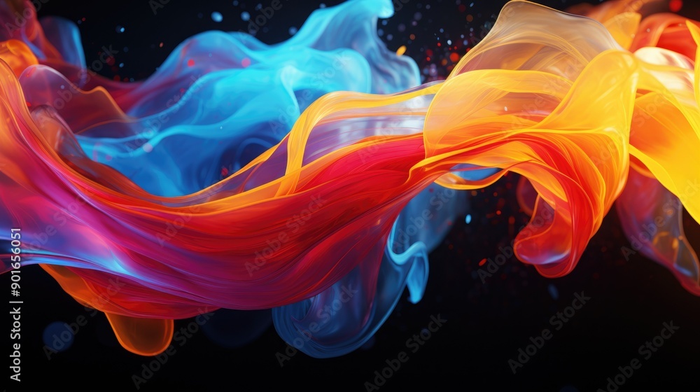 Poster fluid dynamics with colorful motion trails