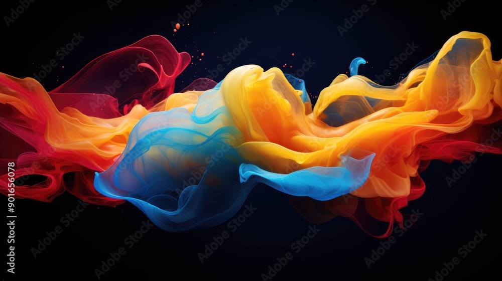 Poster fluid dynamics with colorful motion trails