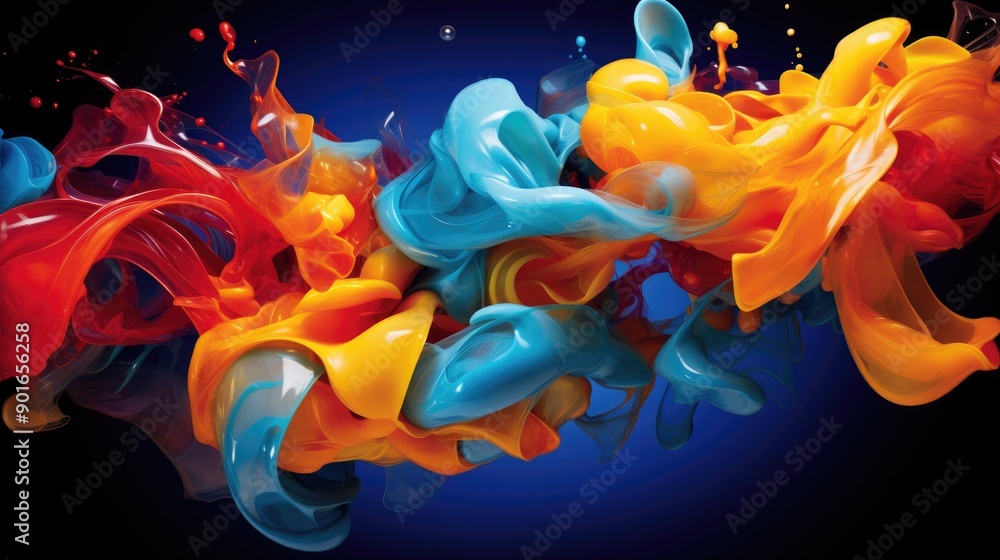 Poster fluid dynamics with colorful motion trails