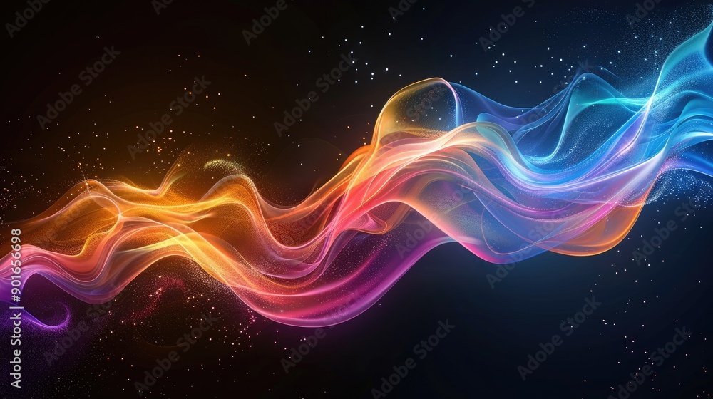 Poster fluid dynamics with colorful motion trails
