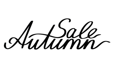 Autumn Sale Black Lettering. Handwritten Design Element Vector Illustration Isolated on White