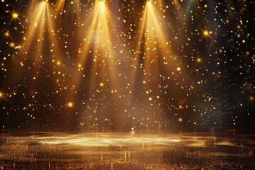 Golden Spotlight Stage with Glitter
