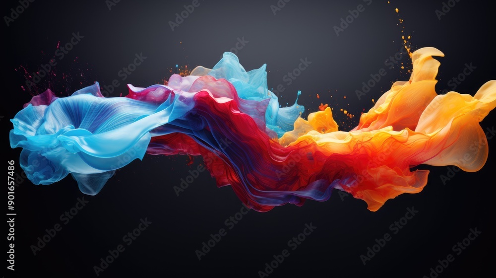 Poster fluid dynamics with colorful motion trails