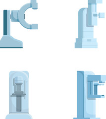 Mammography equipment icons set cartoon vector. Equipment for breast radiography. Medical research, healthcare