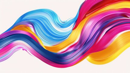 Paintbrush brushes, colored ribbons, flowing strokes, wavy shapes, brush design, liquid pens, rainbow elements, 3d acrylic lines.