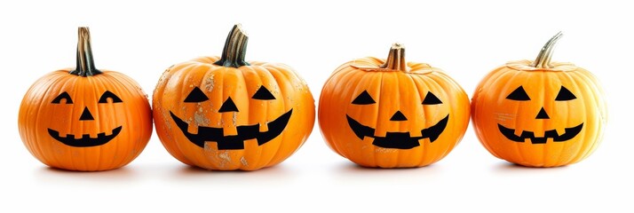 Halloween-themed pumpkins isolated on white