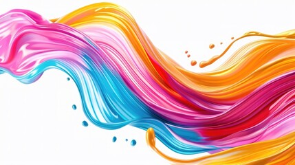 Paintbrush brushes, colored ribbons, flowing strokes, wavy shapes, brush design, liquid pens, rainbow elements, 3d acrylic lines.