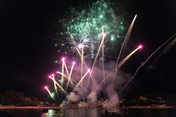 Obraz premium Fireworks over Rab Town, Croatia