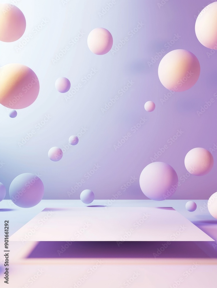 Aufkleber a white background with many colorful spheres floating in the air. concept of playfulness and creati