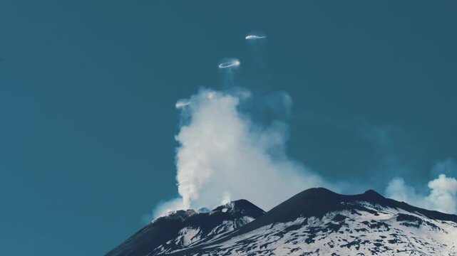 Etna Volcano Producing Smoke Rings, Sicily