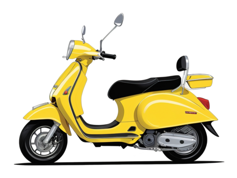 "Vector silhouette of a yellow scooter, isolated on a transparent background. - Powered by Adobe