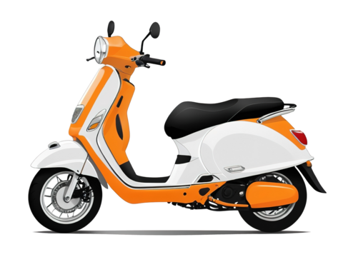 Orange scooter silhouette, illustration on a transparent background.