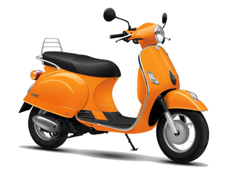 Vector silhouette of an orange scooter, isolated on a transparent background.
