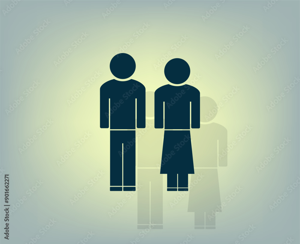 Poster vector icon with shadow on gray background with gradient.