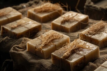 Handmade Natural Soap Bars with Root Decoration