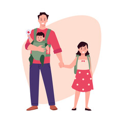 Family outing vector illustration with baby carrier