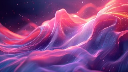Fluorescent, flowing shapes in a tech background