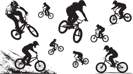 Extreme bike icons set