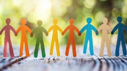 Diversity and Inclusion Paper people shaking hands. Business team. Employment and leadership. multicultural society