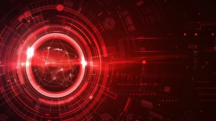 Fototapeta premium Abstract digital security system with glowing light effect and red background