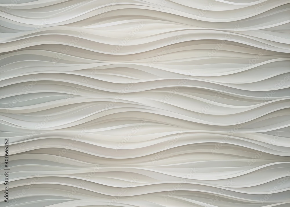 Poster softly undulating abstract white and light gray wave pattern forms a modern, calming background, evo