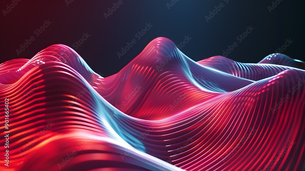Poster captivating 3d sound waves forming mesmerizing abstract shapes and patterns