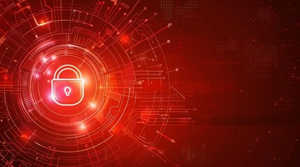 Obraz premium Abstract digital security system with glowing light effect and red background