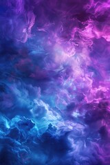 Obraz premium A colorful, swirling galaxy with purple and blue clouds. The sky is filled with a variety of colors, creating a sense of wonder and awe. The image is a beautiful representation of the vastness