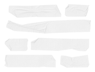 white masking tape strips with transparency,  adhesive tapes, isolated, extracted on transparent...
